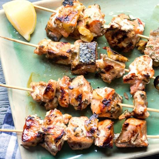 LEMONGRASS GINGER SALMON SKEWERS