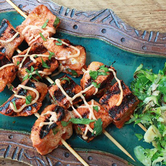 Red Curry Salmon Kebabs