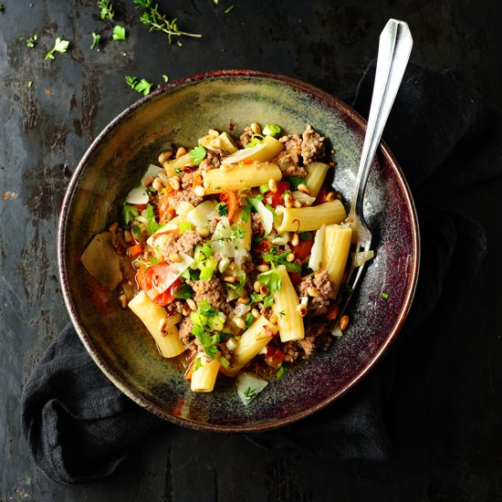 Hearty lamb and vegetable pasta