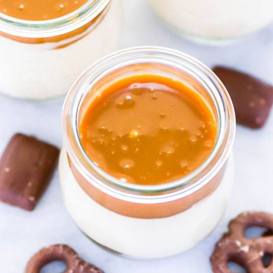 No-Bake Salted Caramel Cheesecakes