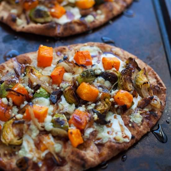 Butternut & Brussels Naan Pizza