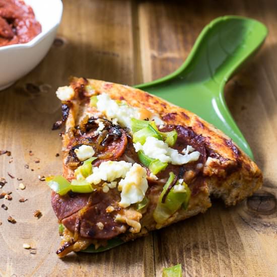 Chorizo and Caramelized Onion Pizza