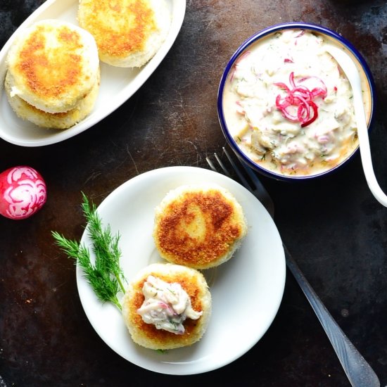 Quinoa Fish Cakes + Radish Sauce