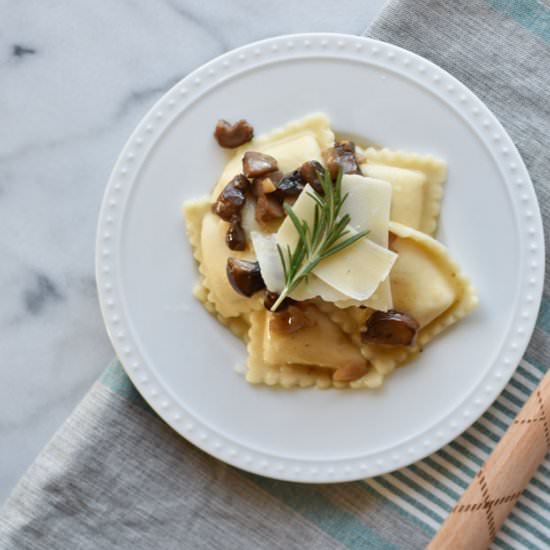 Ravioli + Rosemary Mushroom Sauce