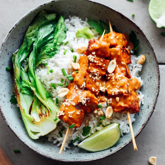 Sesame & Peanut Tempeh Skewers