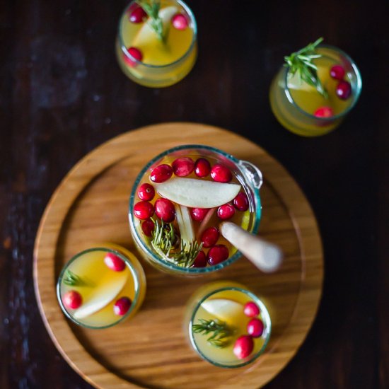 Whiskey Apple Punch With Rosemary