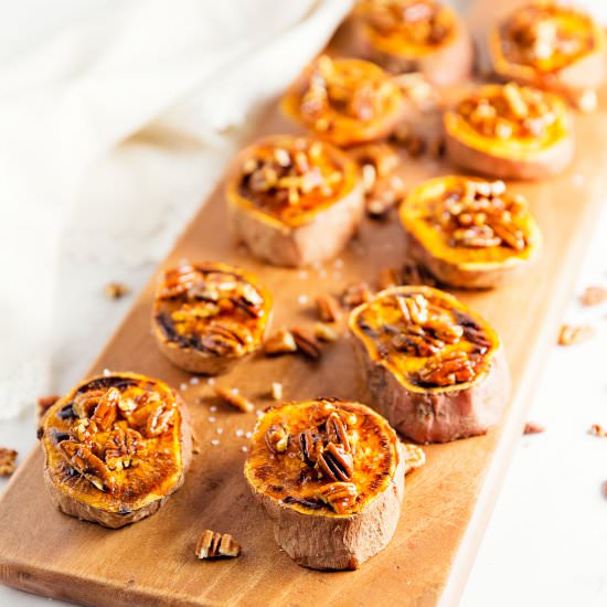 Glazed Pecan Sweet Potato Rounds