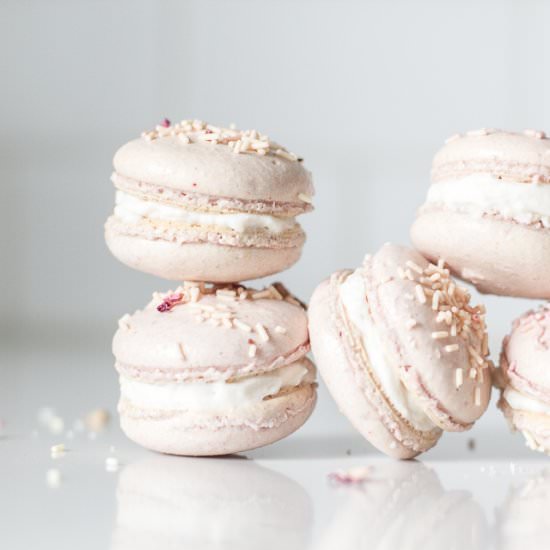 Strawberries and Cream Macarons