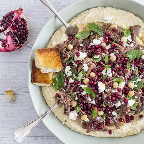 Slow Cooked Lamb & Homemade Hummus