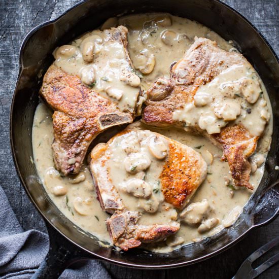 Pork Chops with Mushroom Wine Sauce