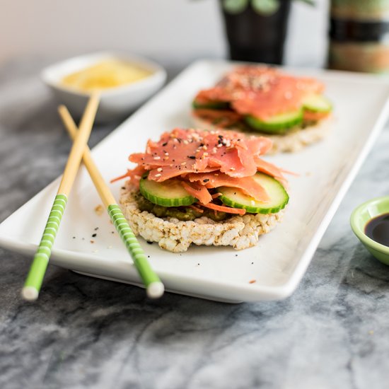 Smoked Salmon Sushi Rice Cakes