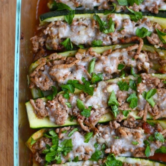 Turkey Parmesan Zucchini Boats