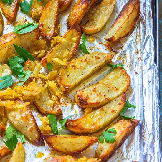 Roasted Garlic Potato Wedges