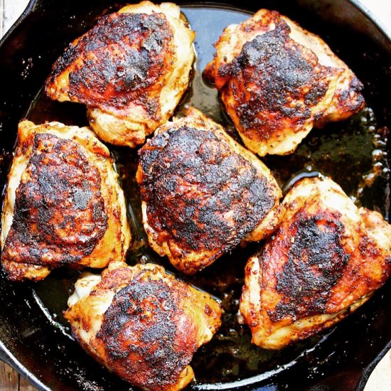 Skillet Cajun Chicken Thighs