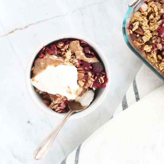 Baked Raspberry and Coconut Oatmeal