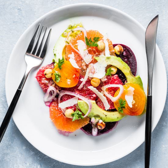 citrus, beet and avocado salad