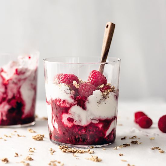 Coconut cream & raspberry cranachan