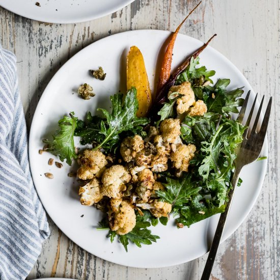 Roasted Cauliflower Kale Salad