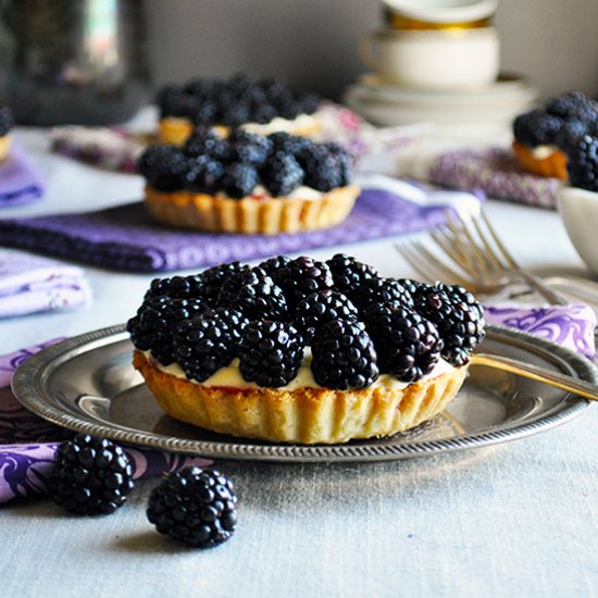 Blackberry Amaretto Custard Tarts