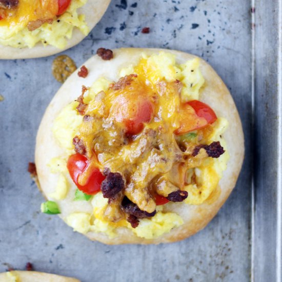 Cheesy Easy Breakfast Biscuit Pizza