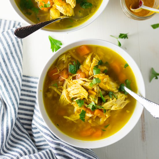 Turmeric Chicken No-Noodle Soup