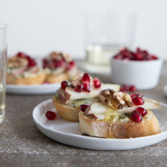 Pear and Blue Cheese Crostini