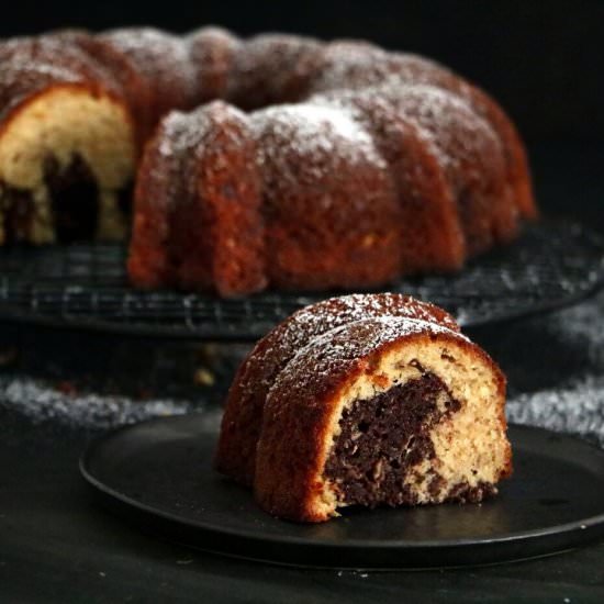 Marbled Banana Chocolate Cake