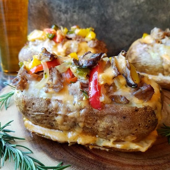 Baked Philly Cheesesteak Potatoes