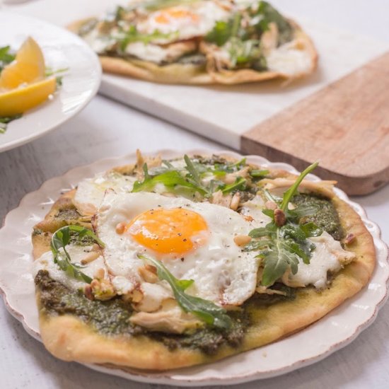 Chicken Pesto Burrata Naan Pizza