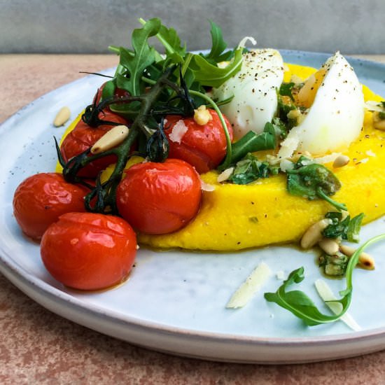 Polenta with melted tomatoes