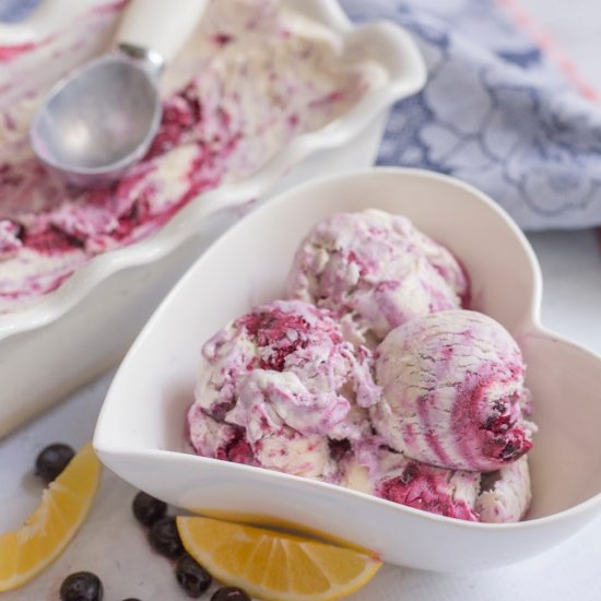 Blueberry Swirl No Churn Ice Cream