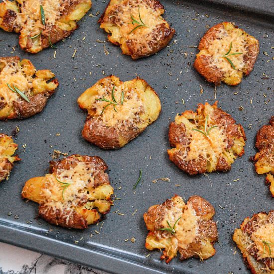 CRISPY GOUDA SMASHED POTATOES