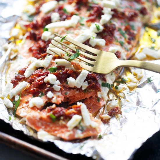 Sundried Tomato Feta Baked Salmon