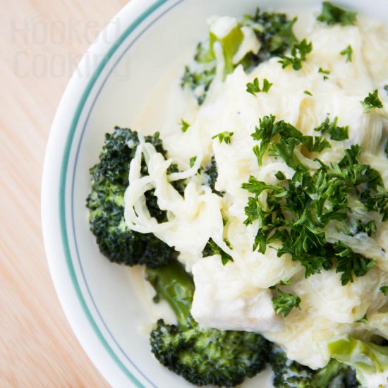 Spaghetti Squash Chicken Alfredo