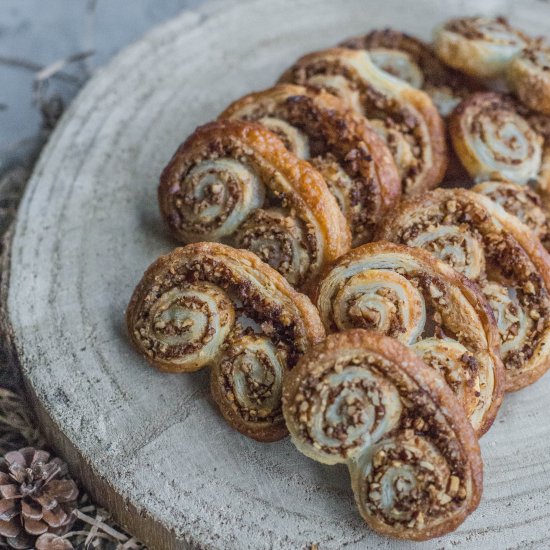 Pecan and honey palmiers