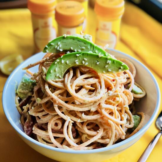 Spiralized Sweet Potato Snoodles