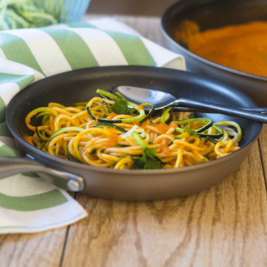 Zoodles in a Vegan Red Pepper Sauce