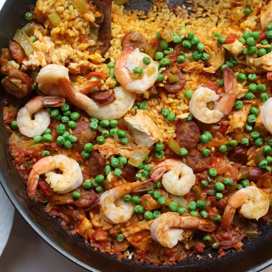 Chicken, Chorizo, and Shrimp Paella