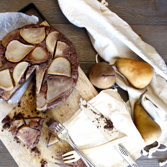 Chocolate Pear Upside Down Cake