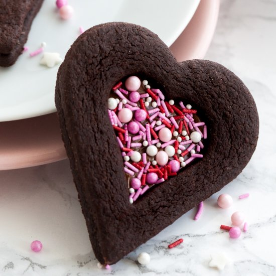 Chocolate Sugar Cookie Hearts