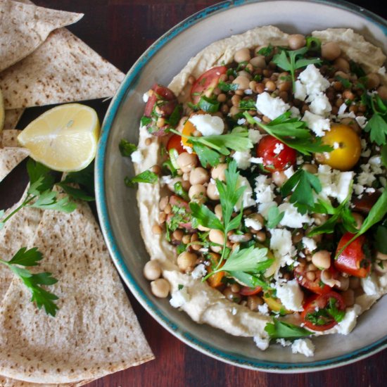 lentil, chickpea and tomato salad