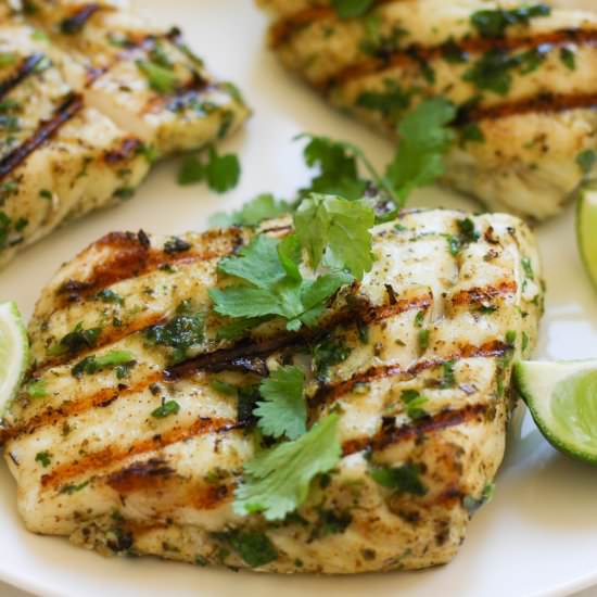 Grilled halibut, cilantro & lime