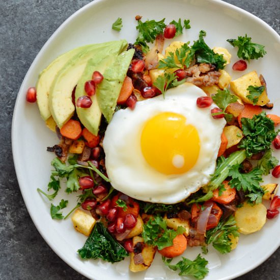 Sausage, Kale & Pomegranate Hash