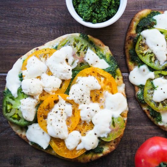 Grilled Naan Pizza with Kale Pesto