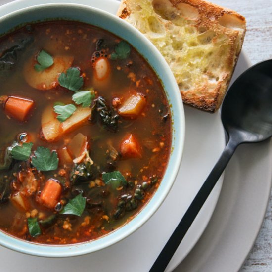 Kale Soup with Chorizo & Potatoes