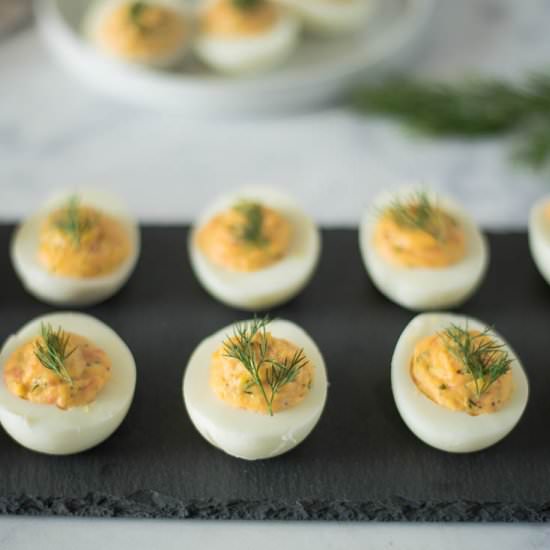 Smoked Salmon Deviled Eggs