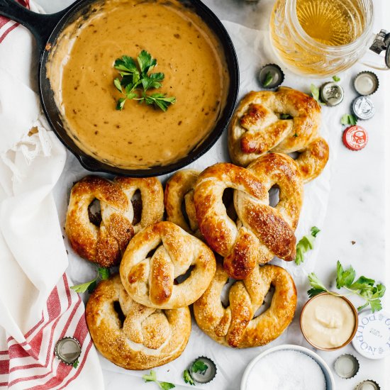 Hot Pretzels and Smoked Gouda Dip