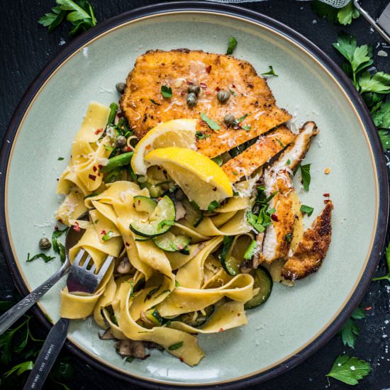 Chicken Piccata with Pappardelle