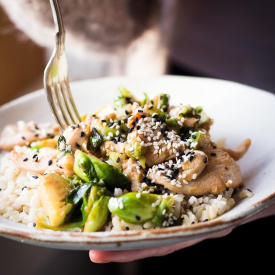 Chicken & Brussels Sprouts Stir Fry