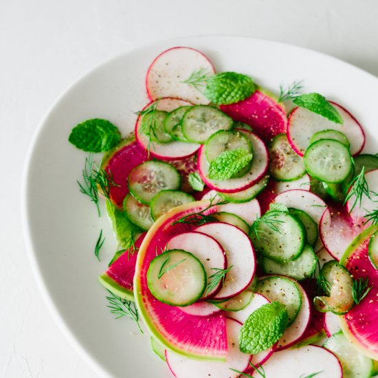 Quick Pickled Cucumber Radish Salad